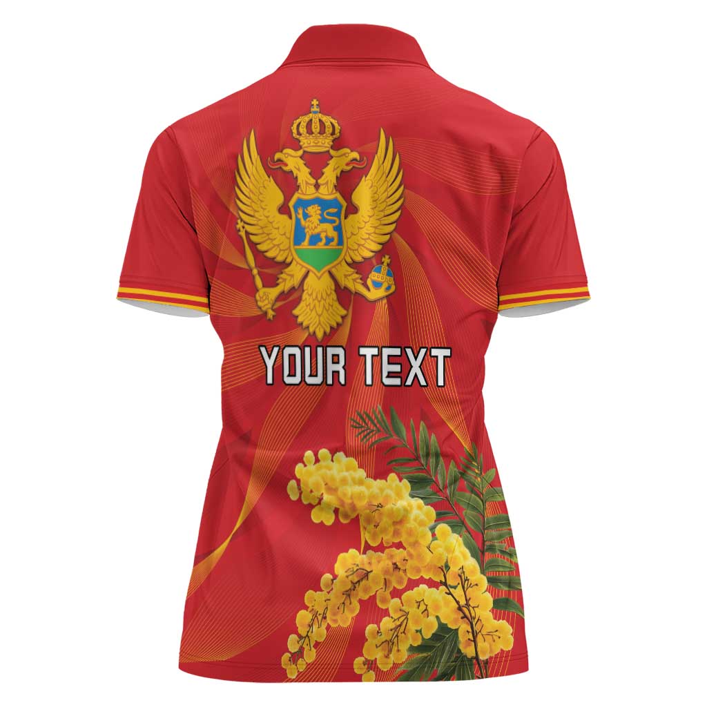 Personalized Montenegro Independence Day Women Polo Shirt Coat Of Arms With Mimoza