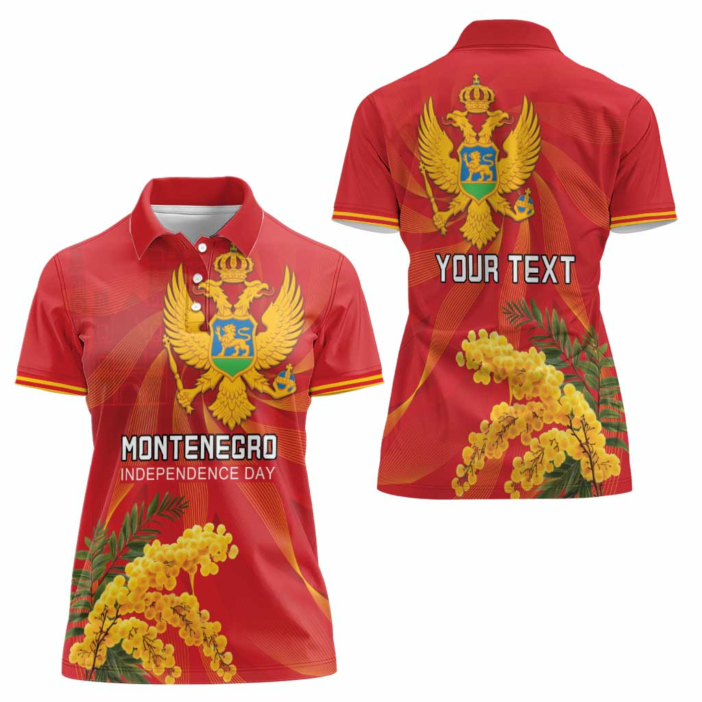 Personalized Montenegro Independence Day Women Polo Shirt Coat Of Arms With Mimoza