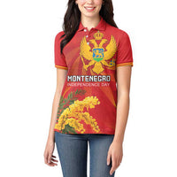 Personalized Montenegro Independence Day Women Polo Shirt Coat Of Arms With Mimoza