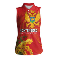 Personalized Montenegro Independence Day Women Sleeveless Polo Shirt Coat Of Arms With Mimoza