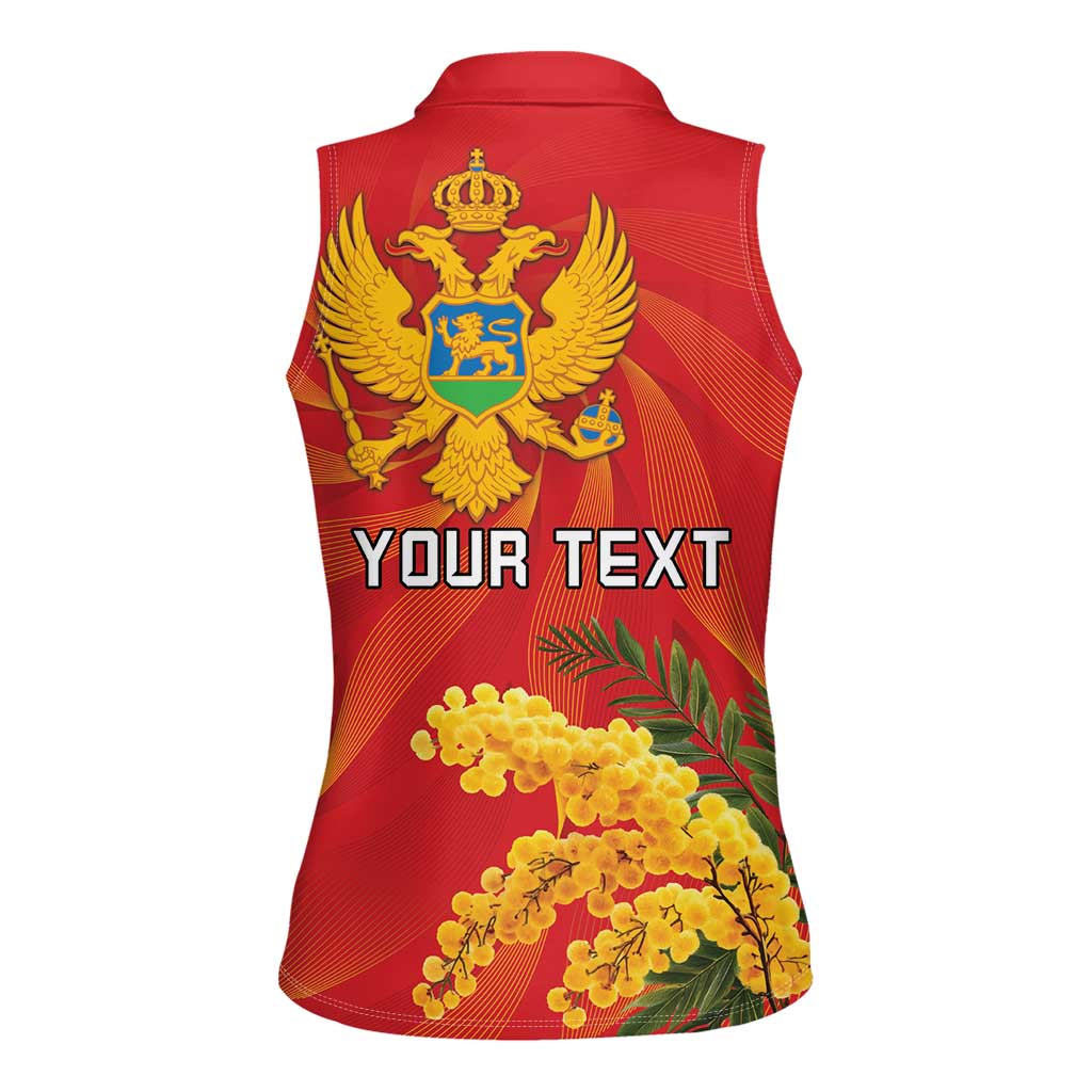 Personalized Montenegro Independence Day Women Sleeveless Polo Shirt Coat Of Arms With Mimoza