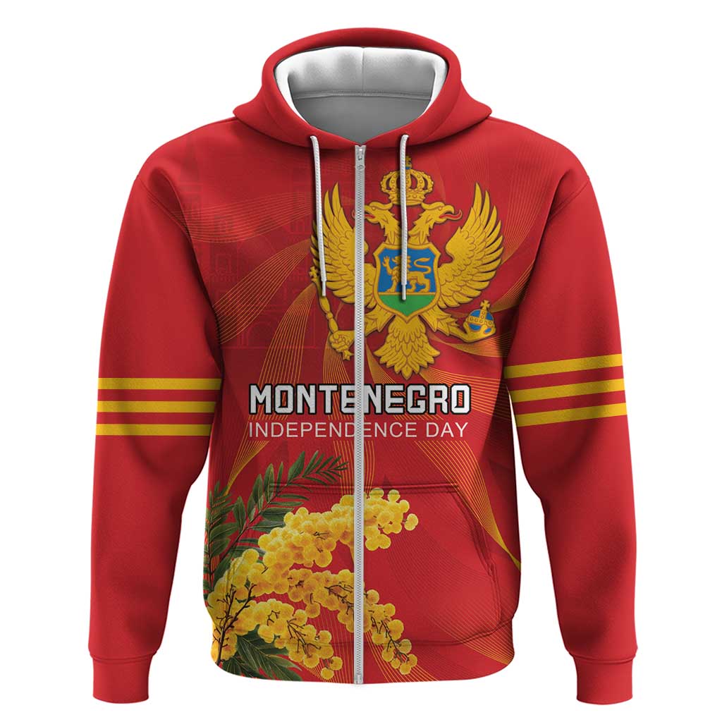 Personalized Montenegro Independence Day Zip Hoodie Coat Of Arms With Mimoza