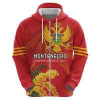 Personalized Montenegro Independence Day Zip Hoodie Coat Of Arms With Mimoza