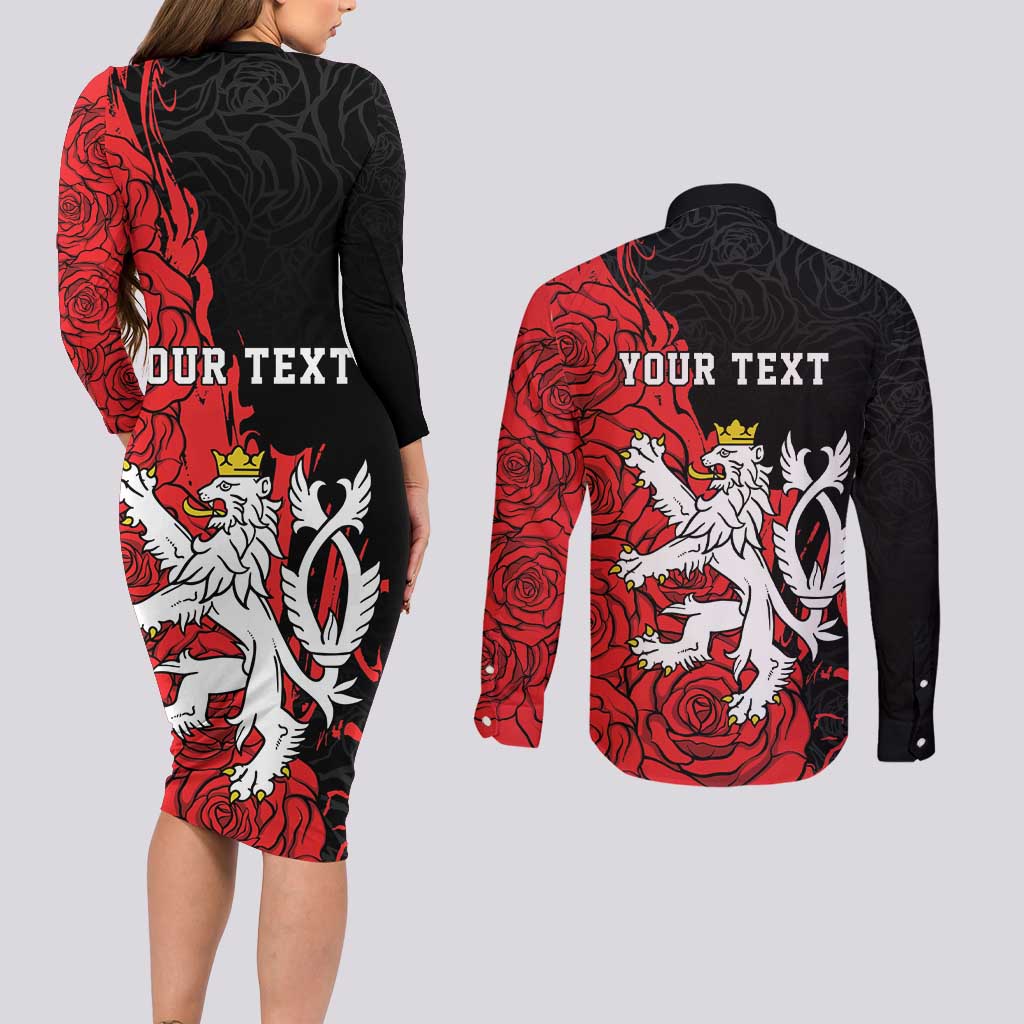 Personalized Czech Republic Independence Day Couples Matching Long Sleeve Bodycon Dress and Long Sleeve Button Shirt Washingtonska deklarace