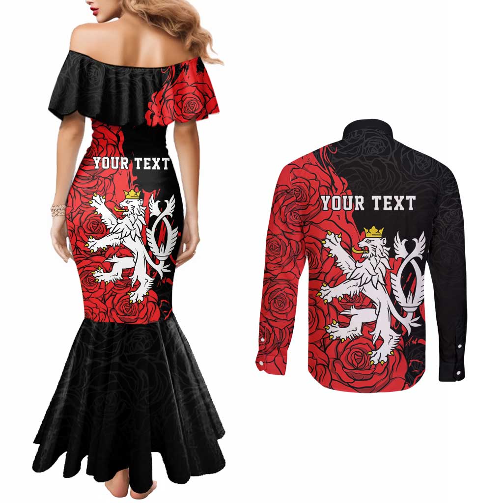 Personalized Czech Republic Independence Day Couples Matching Mermaid Dress and Long Sleeve Button Shirt Washingtonska deklarace