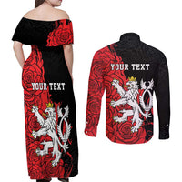 Personalized Czech Republic Independence Day Couples Matching Off Shoulder Maxi Dress and Long Sleeve Button Shirt Washingtonska deklarace