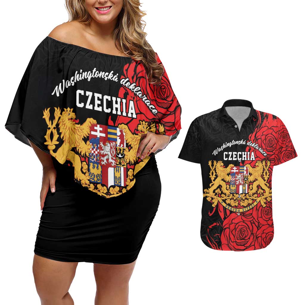 Personalized Czech Republic Independence Day Couples Matching Off Shoulder Short Dress and Hawaiian Shirt Washingtonska deklarace