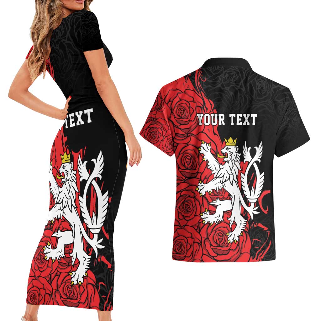 Personalized Czech Republic Independence Day Couples Matching Short Sleeve Bodycon Dress and Hawaiian Shirt Washingtonska deklarace