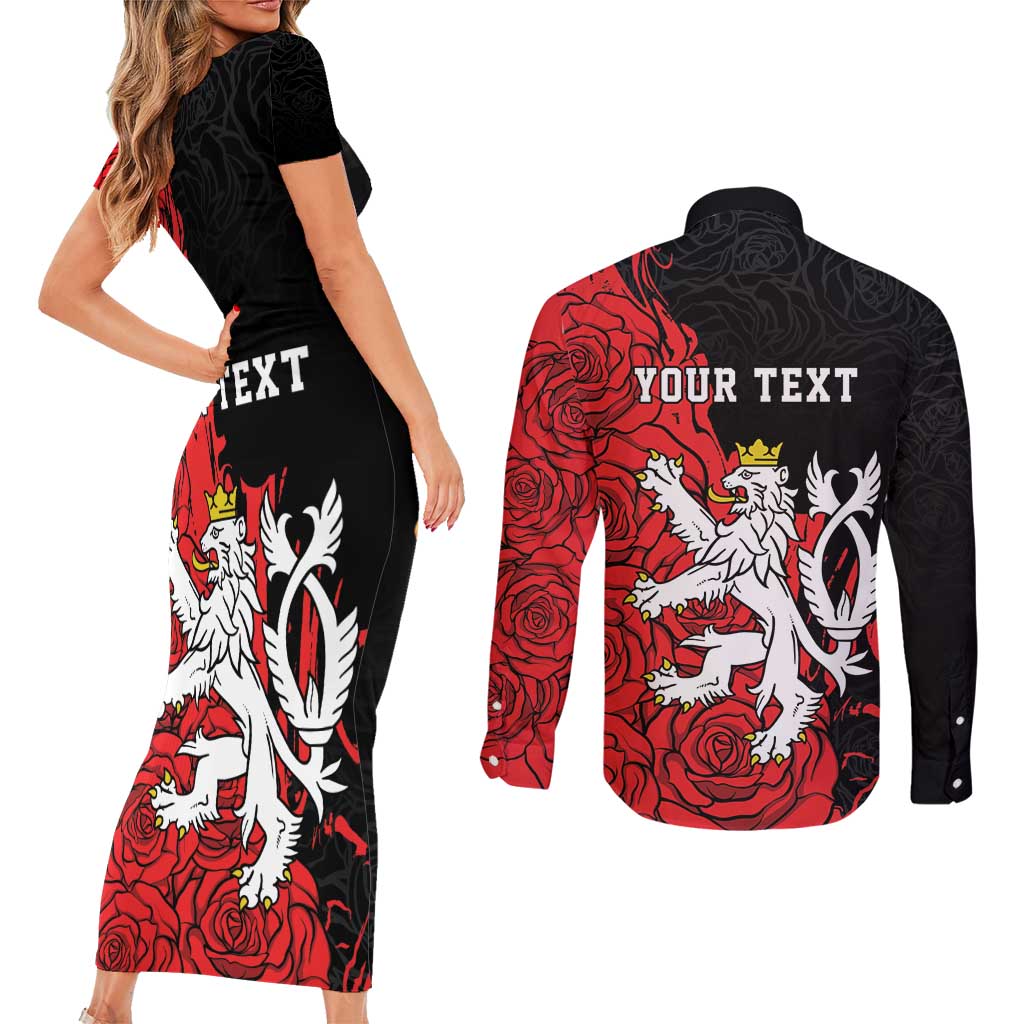 Personalized Czech Republic Independence Day Couples Matching Short Sleeve Bodycon Dress and Long Sleeve Button Shirt Washingtonska deklarace