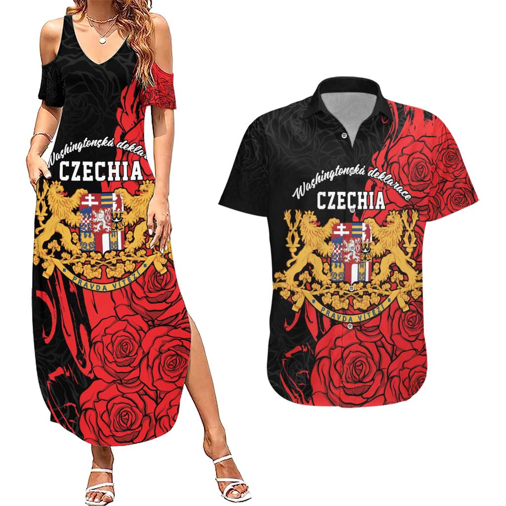 Personalized Czech Republic Independence Day Couples Matching Summer Maxi Dress and Hawaiian Shirt Washingtonska deklarace