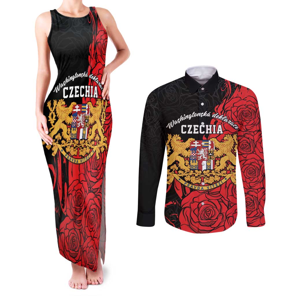 Personalized Czech Republic Independence Day Couples Matching Tank Maxi Dress and Long Sleeve Button Shirt Washingtonska deklarace