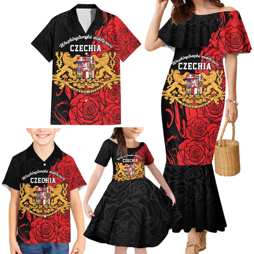 Personalized Czech Republic Independence Day Family Matching Mermaid Dress and Hawaiian Shirt Washingtonska deklarace