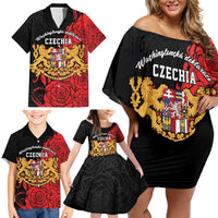 Personalized Czech Republic Independence Day Family Matching Off Shoulder Short Dress and Hawaiian Shirt Washingtonska deklarace