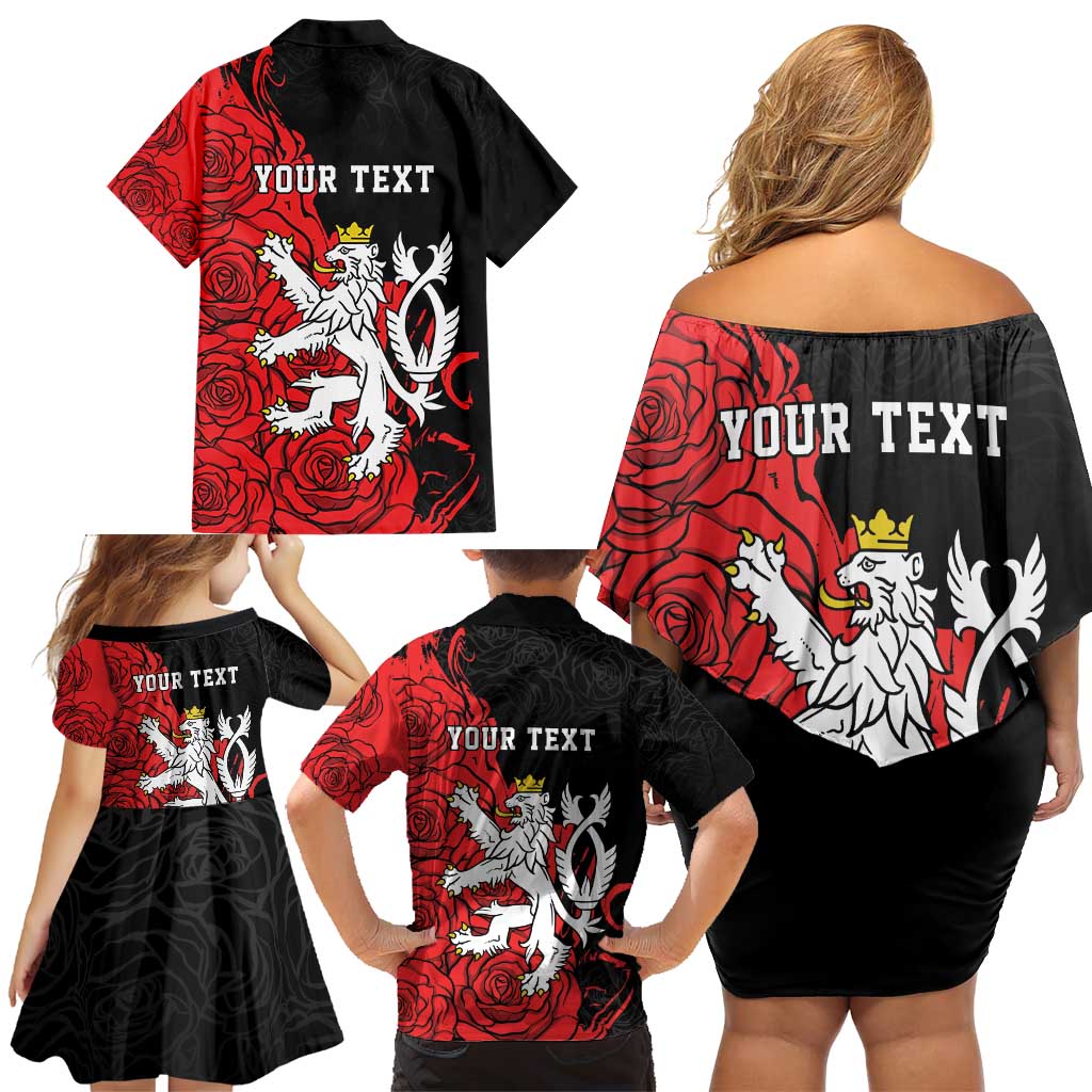 Personalized Czech Republic Independence Day Family Matching Off Shoulder Short Dress and Hawaiian Shirt Washingtonska deklarace