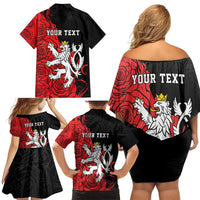 Personalized Czech Republic Independence Day Family Matching Off Shoulder Short Dress and Hawaiian Shirt Washingtonska deklarace