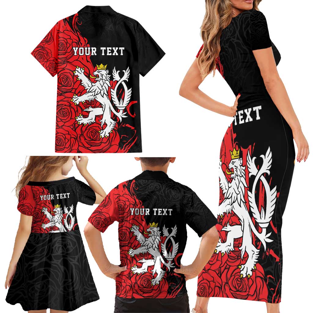 Personalized Czech Republic Independence Day Family Matching Short Sleeve Bodycon Dress and Hawaiian Shirt Washingtonska deklarace