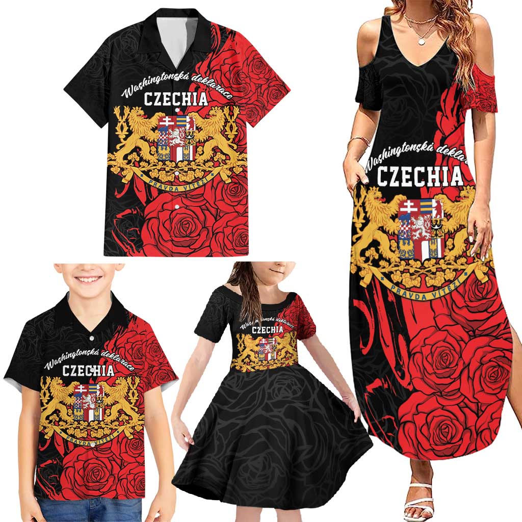 Personalized Czech Republic Independence Day Family Matching Summer Maxi Dress and Hawaiian Shirt Washingtonska deklarace
