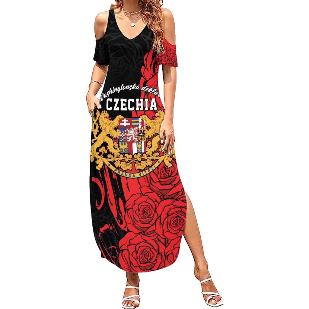Personalized Czech Republic Independence Day Family Matching Summer Maxi Dress and Hawaiian Shirt Washingtonska deklarace