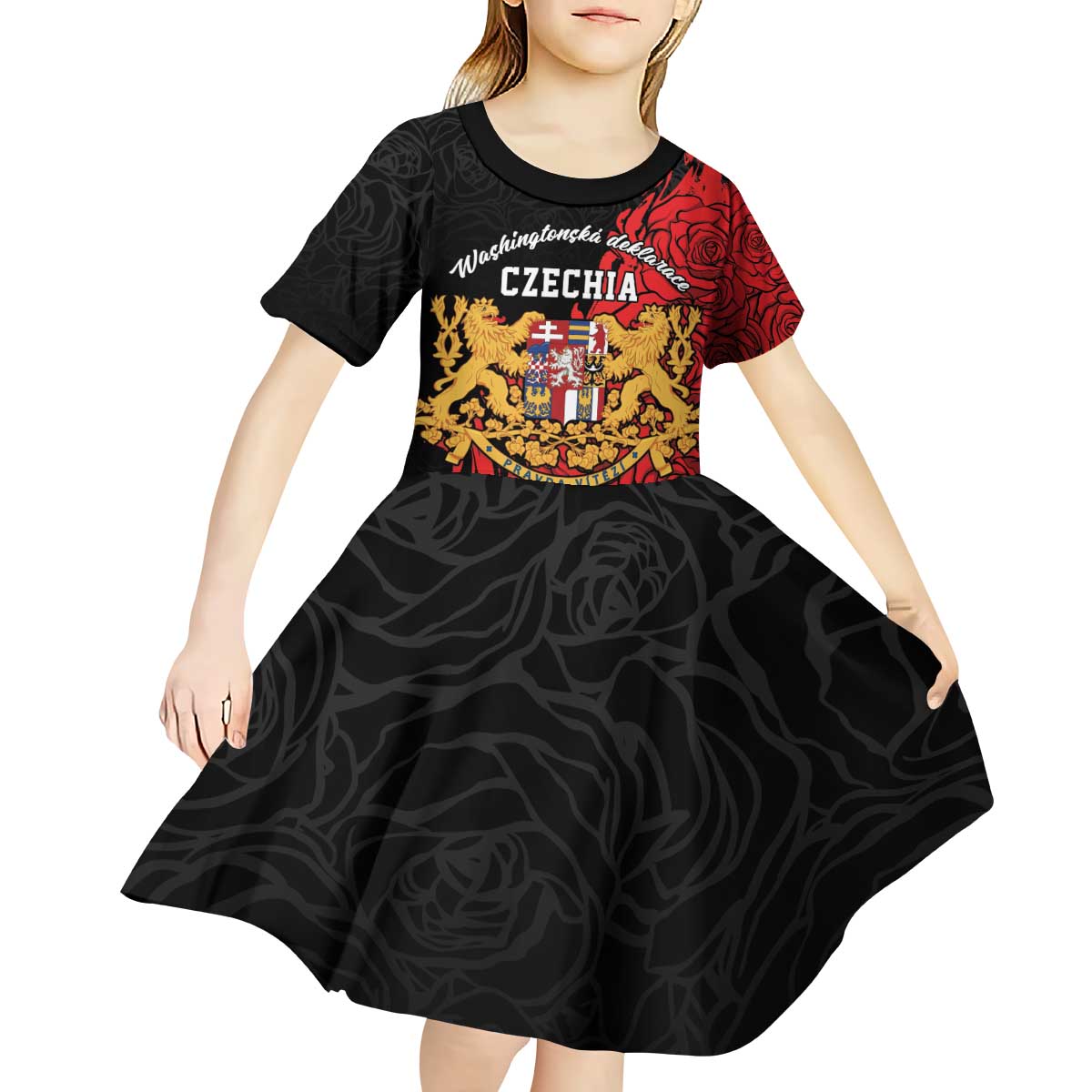 Personalized Czech Republic Independence Day Kid Short Sleeve Dress Washingtonska deklarace