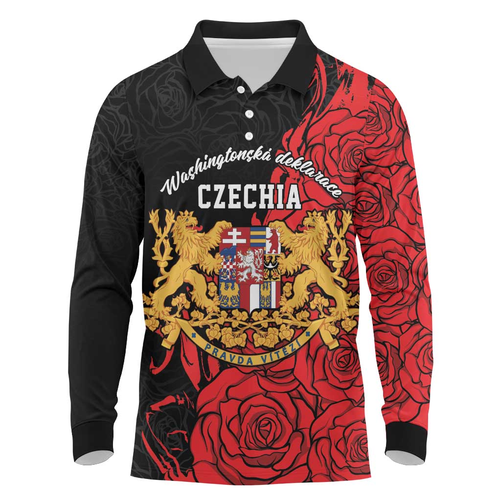 Personalized Czech Republic Independence Day Long Sleeve Polo Shirt Washingtonska deklarace