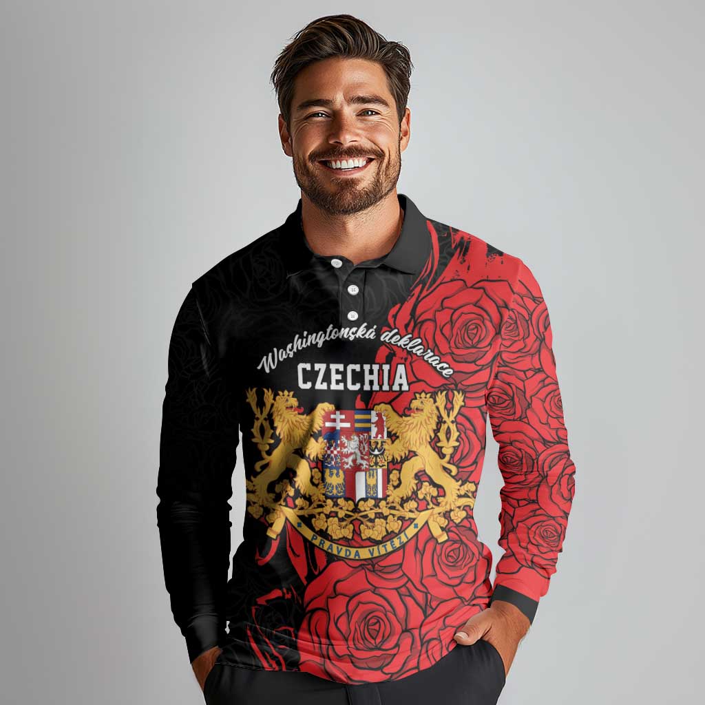 Personalized Czech Republic Independence Day Long Sleeve Polo Shirt Washingtonska deklarace
