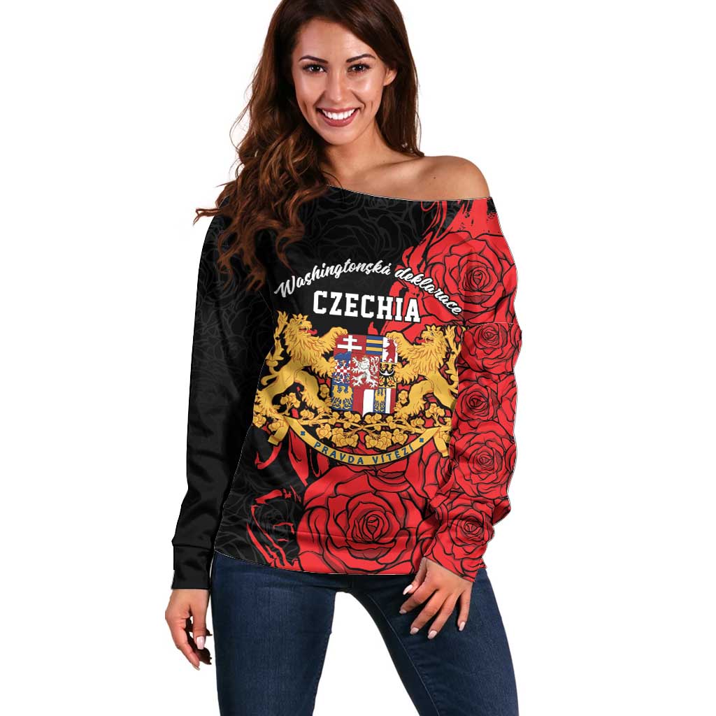 Personalized Czech Republic Independence Day Off Shoulder Sweater Washingtonska deklarace