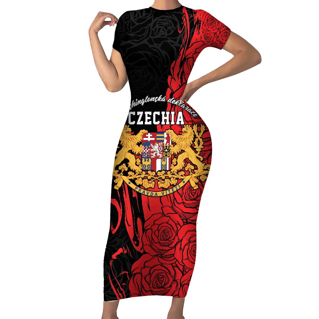 Personalized Czech Republic Independence Day Short Sleeve Bodycon Dress Washingtonska deklarace