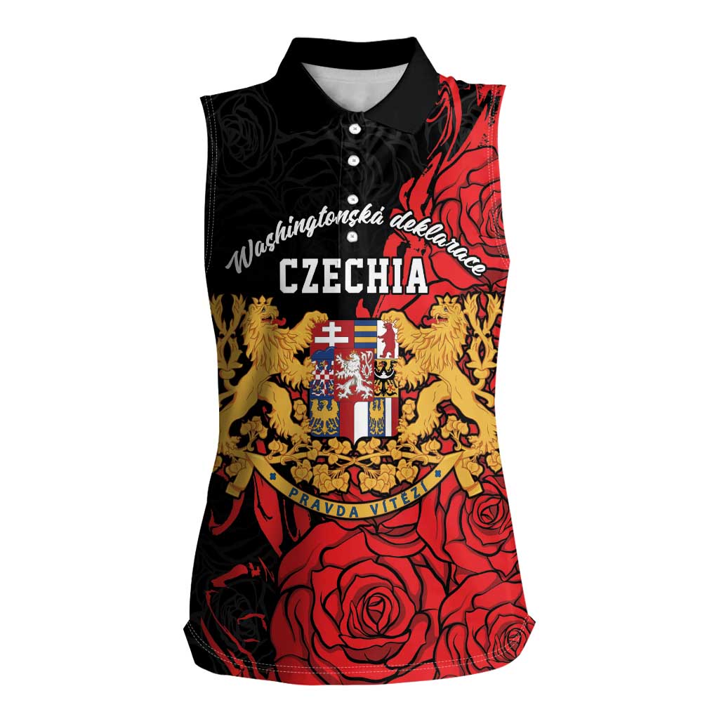 Personalized Czech Republic Independence Day Women Sleeveless Polo Shirt Washingtonska deklarace