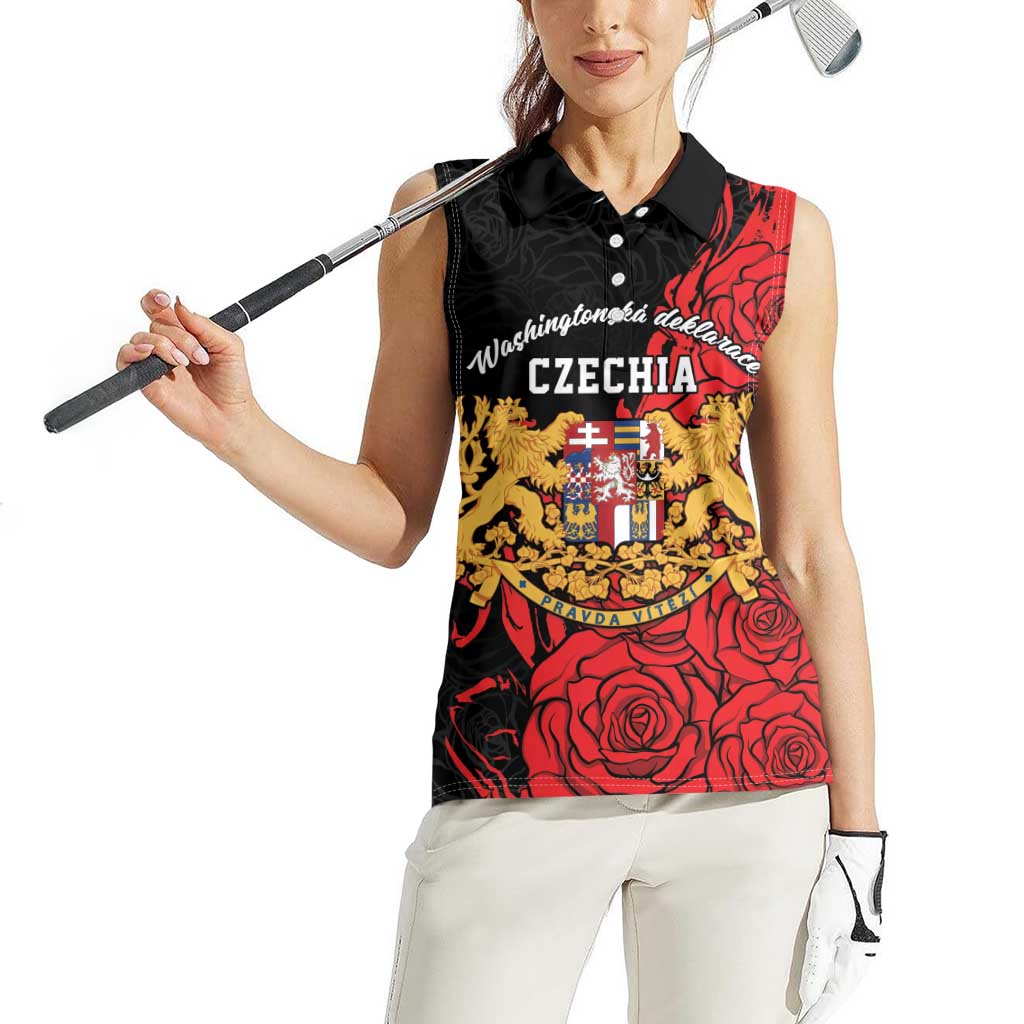 Personalized Czech Republic Independence Day Women Sleeveless Polo Shirt Washingtonska deklarace
