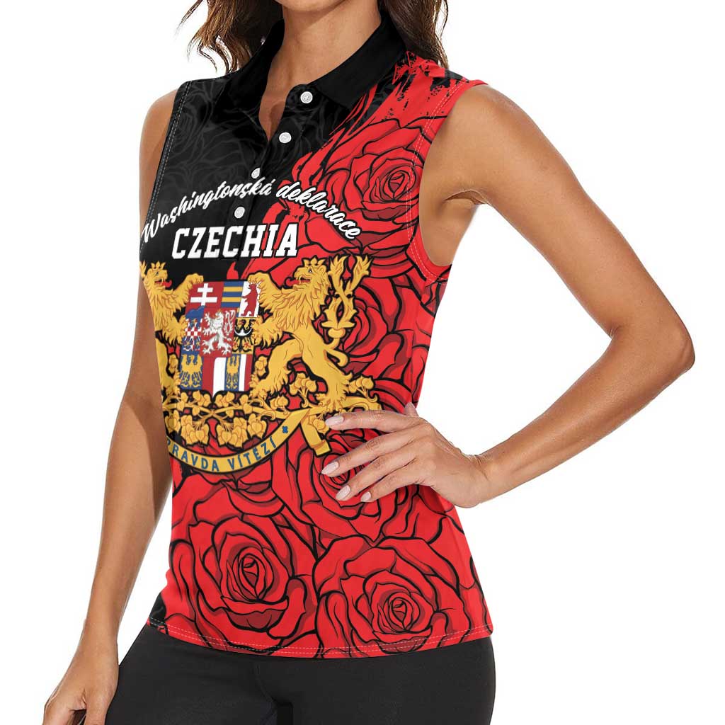 Personalized Czech Republic Independence Day Women Sleeveless Polo Shirt Washingtonska deklarace