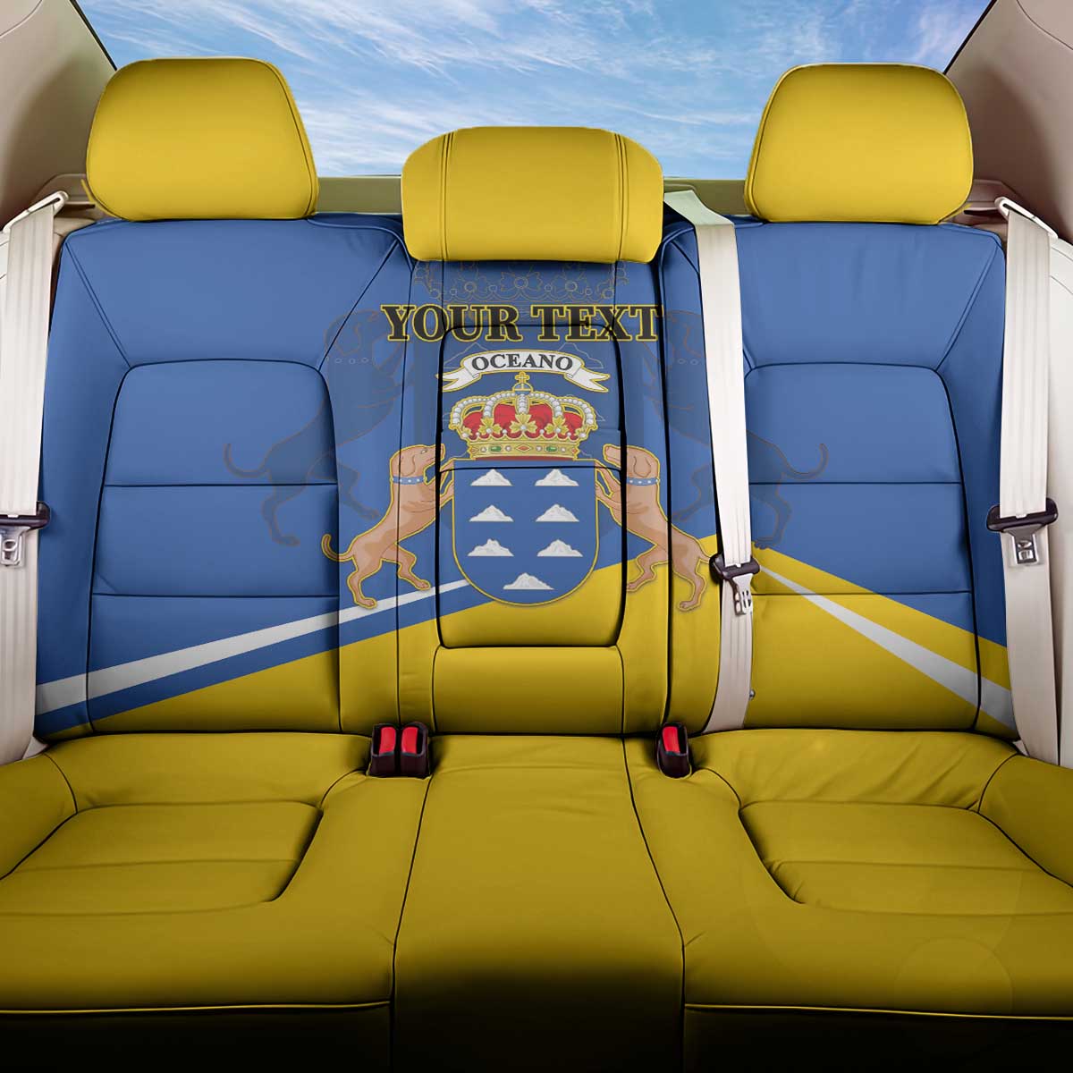 Personalized Dia de Canarias Back Car Seat Cover Las Islas Afortunadas