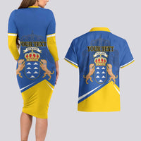 Personalized Dia de Canarias Couples Matching Long Sleeve Bodycon Dress and Hawaiian Shirt Las Islas Afortunadas