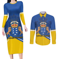 Personalized Dia de Canarias Couples Matching Long Sleeve Bodycon Dress and Long Sleeve Button Shirt Las Islas Afortunadas