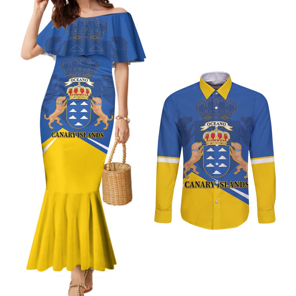Personalized Dia de Canarias Couples Matching Mermaid Dress and Long Sleeve Button Shirt Las Islas Afortunadas