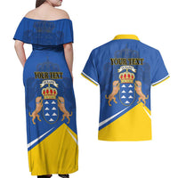 Personalized Dia de Canarias Couples Matching Off Shoulder Maxi Dress and Hawaiian Shirt Las Islas Afortunadas