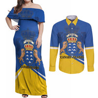 Personalized Dia de Canarias Couples Matching Off Shoulder Maxi Dress and Long Sleeve Button Shirt Las Islas Afortunadas