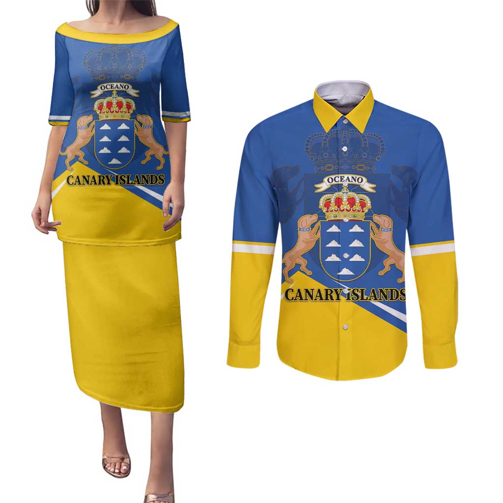 Personalized Dia de Canarias Couples Matching Puletasi and Long Sleeve Button Shirt Las Islas Afortunadas