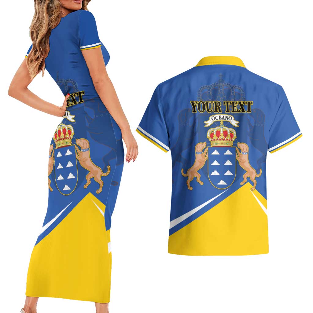 Personalized Dia de Canarias Couples Matching Short Sleeve Bodycon Dress and Hawaiian Shirt Las Islas Afortunadas