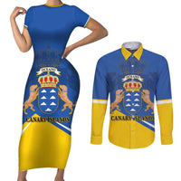 Personalized Dia de Canarias Couples Matching Short Sleeve Bodycon Dress and Long Sleeve Button Shirt Las Islas Afortunadas