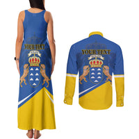 Personalized Dia de Canarias Couples Matching Tank Maxi Dress and Long Sleeve Button Shirt Las Islas Afortunadas