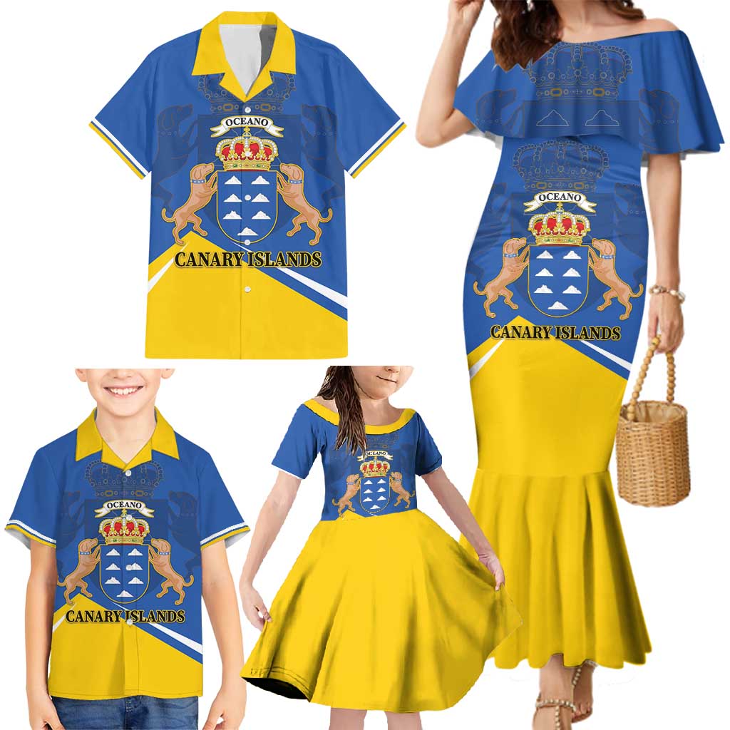 Personalized Dia de Canarias Family Matching Mermaid Dress and Hawaiian Shirt Las Islas Afortunadas