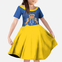 Personalized Dia de Canarias Family Matching Off The Shoulder Long Sleeve Dress and Hawaiian Shirt Las Islas Afortunadas