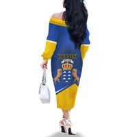 Personalized Dia de Canarias Family Matching Off The Shoulder Long Sleeve Dress and Hawaiian Shirt Las Islas Afortunadas