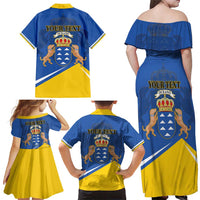Personalized Dia de Canarias Family Matching Off Shoulder Maxi Dress and Hawaiian Shirt Las Islas Afortunadas
