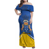 Personalized Dia de Canarias Family Matching Off Shoulder Maxi Dress and Hawaiian Shirt Las Islas Afortunadas
