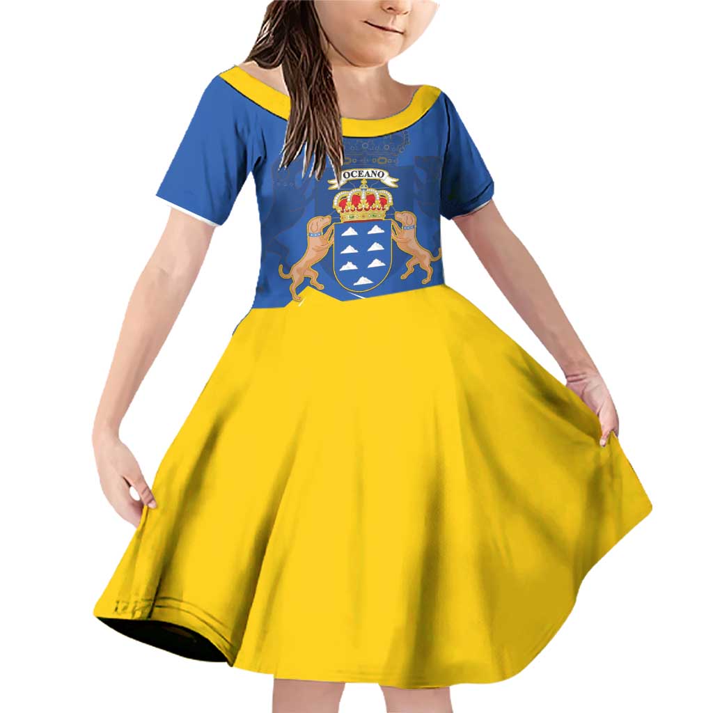 Personalized Dia de Canarias Family Matching Off Shoulder Short Dress and Hawaiian Shirt Las Islas Afortunadas