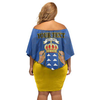 Personalized Dia de Canarias Family Matching Off Shoulder Short Dress and Hawaiian Shirt Las Islas Afortunadas