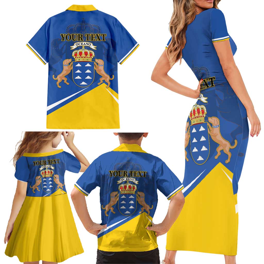 Personalized Dia de Canarias Family Matching Short Sleeve Bodycon Dress and Hawaiian Shirt Las Islas Afortunadas
