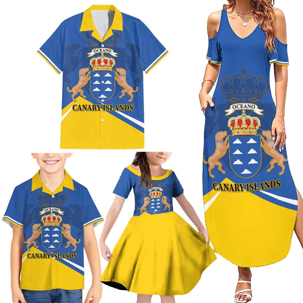 Personalized Dia de Canarias Family Matching Summer Maxi Dress and Hawaiian Shirt Las Islas Afortunadas