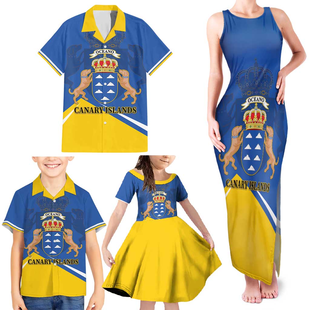 Personalized Dia de Canarias Family Matching Tank Maxi Dress and Hawaiian Shirt Las Islas Afortunadas